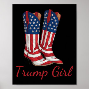 Girl American Flag Vote Trump Girl Republican Cowg Poster