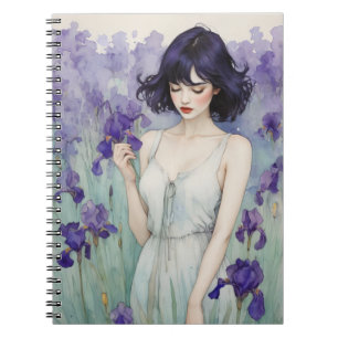 Girl among Iris Flowers Notebook Journal