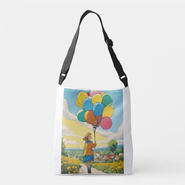 Girl and Balloon Printed Tote Bag  (Back)