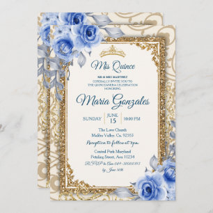 Girl and Boy Navy Blue Mis Quince Invitation