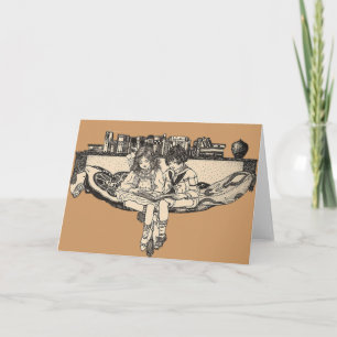 Girl and Boy Reading Card