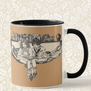Girl and Boy Reading Mug