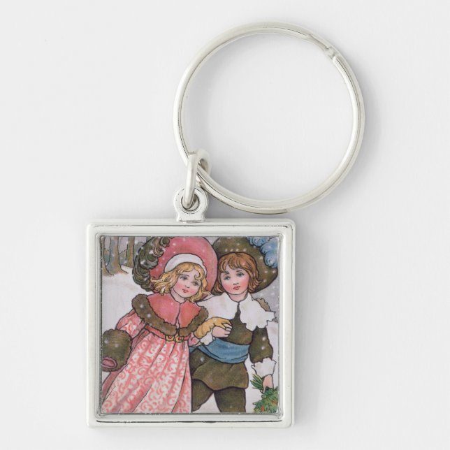 Girl and Boy Skating Key Ring (Front)
