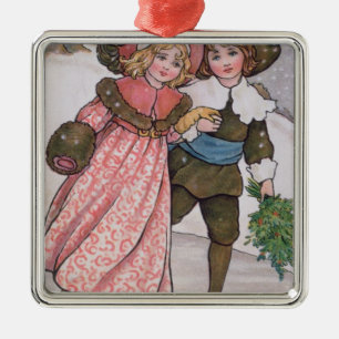Girl and Boy Skating Metal Tree Decoration