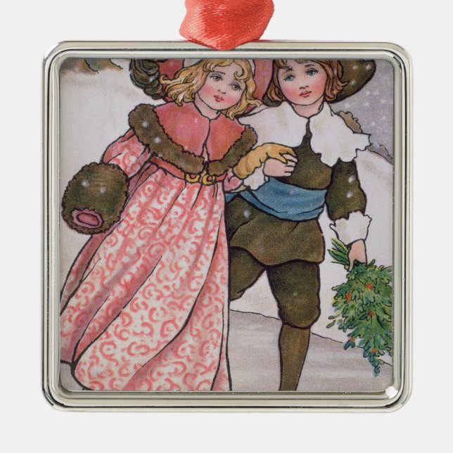 Girl and Boy Skating Metal Tree Decoration (Front)