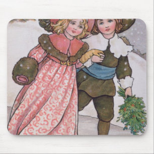 Girl and Boy Skating Mouse Mat