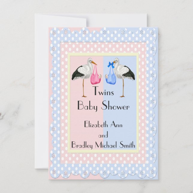 Girl and Boy Twins Baby Shower Invitation (Front)