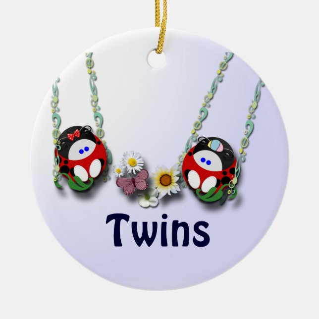 Girl and Boy Twins Ceramic Tree Decoration (Front)