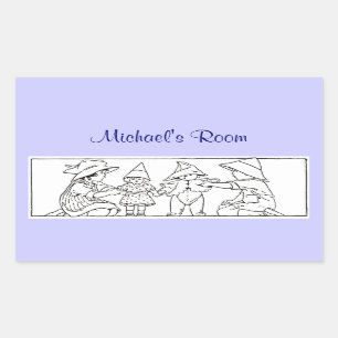 Girl and Boy with Toys Custom Vintage Art Rectangular Sticker