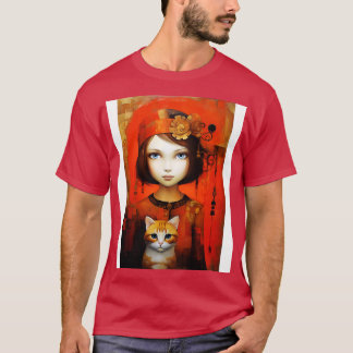 Girl and Cat 8 T-Shirt