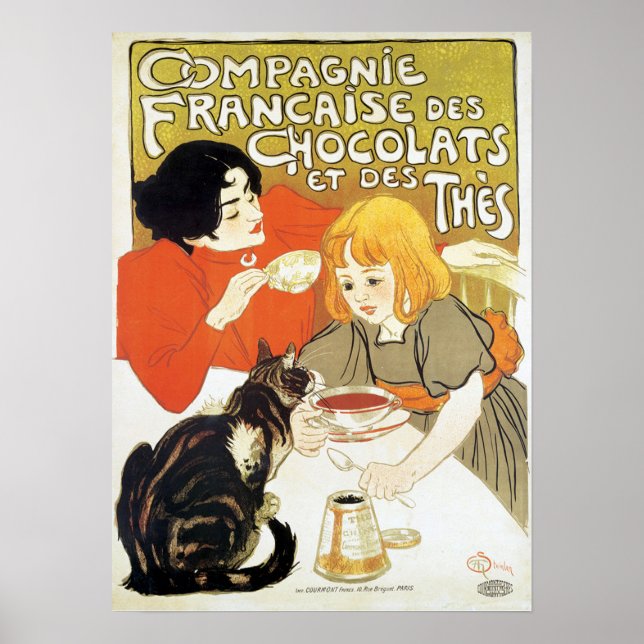 Girl and Cat, Alexandre Steinlen Poster (Front)