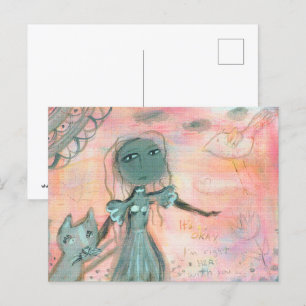 Girl and Cat Postcard