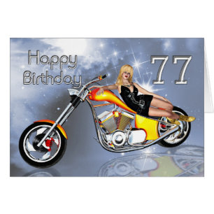 Girl and chopper 77 Birthday card