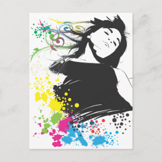 Girl and colours postcard