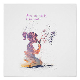 Girl and Dandelion  watercolour decor