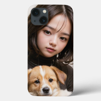 Girl and dog iPhone 13 case