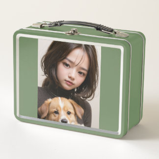 Girl and dog metal lunch box