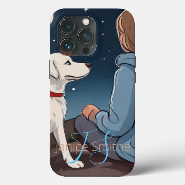 Girl and Dog Monogram Case-Mate iPhone Case (Back)