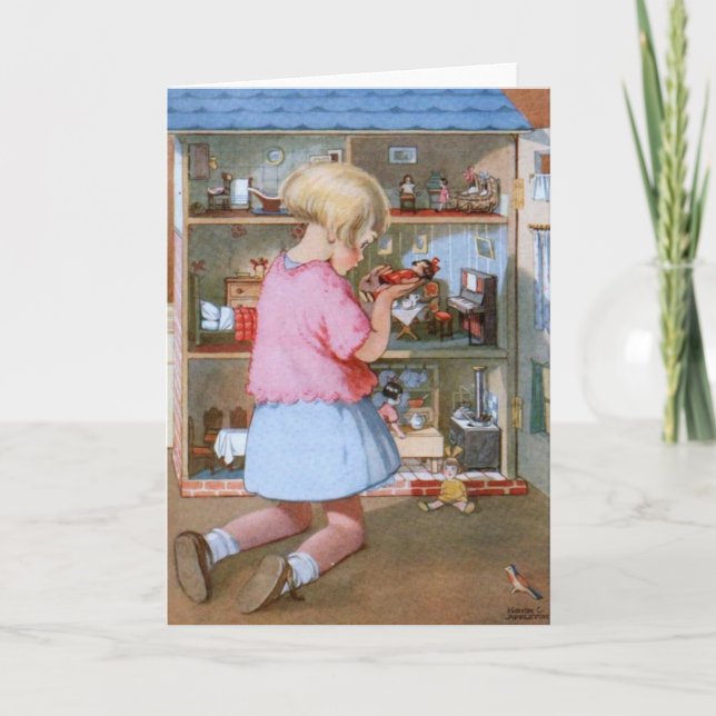 Girl and Doll House, Card (Front)