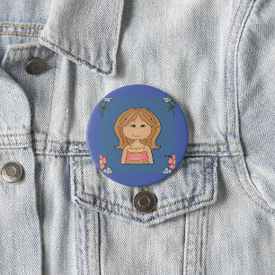 Girl And Flowers 7.5 Cm Round Badge