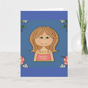 Girl And Flowers Card
