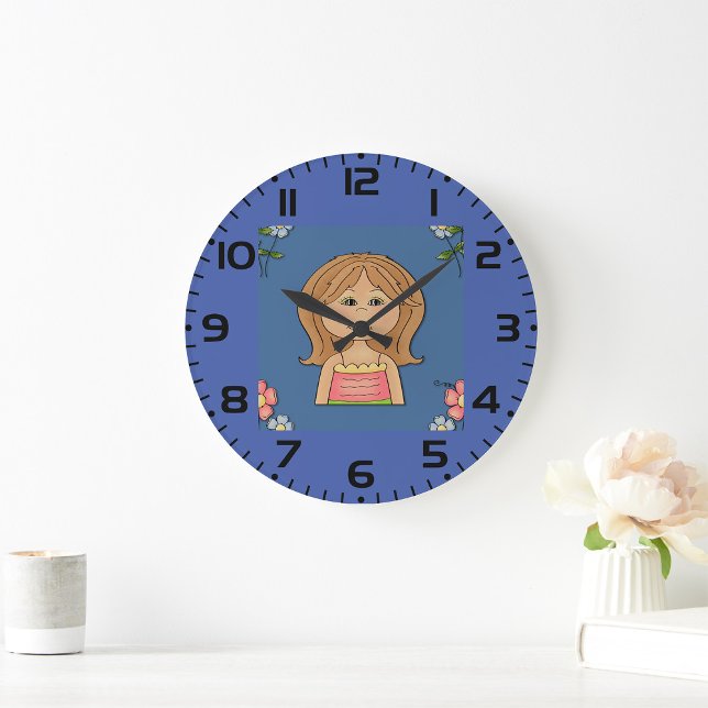 Girl And Flowers Large Clock (Creator Uploaded)