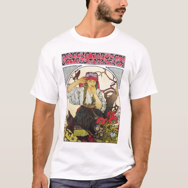 Girl and Geranium, Mucha T-Shirt (Front)