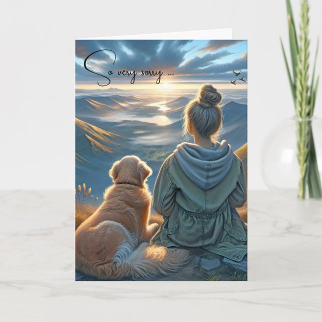 Girl and Golden Retriever Pet Loss Sympathy Card (Front)