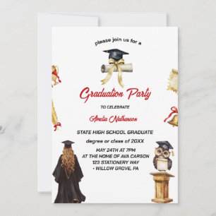 girl and hat Graduation Party  Invitation