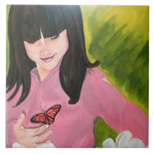Girl and Her Butterfly Tile