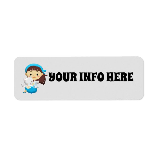 GIRL AND HER CAT RETURN ADDRESS LABELS (Front)