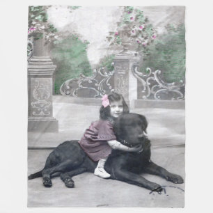 Girl and her Dog Fleece Blanket