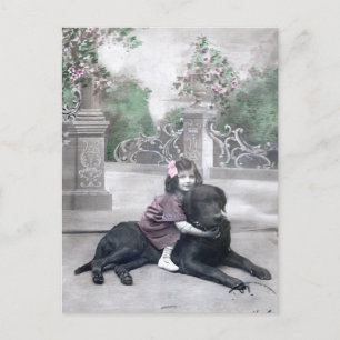 Girl and her Dog Postcard
