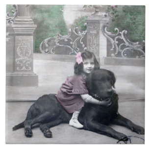 Girl and her Dog Tile