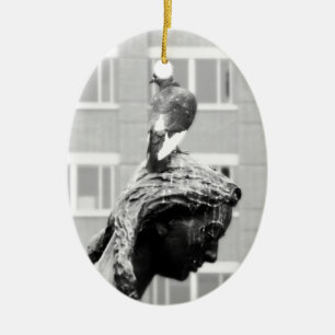 Girl And Her Pigeon Ceramic Tree Decoration