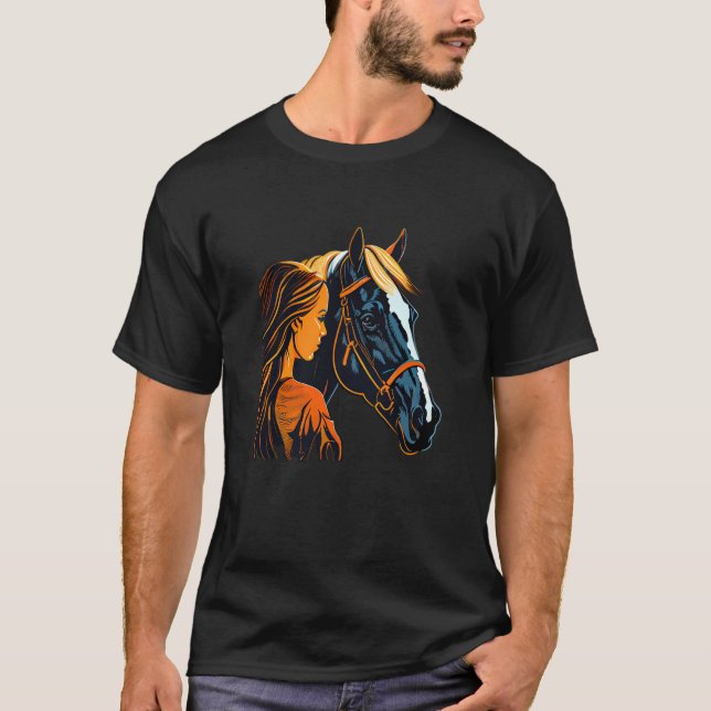 Girl and Horse For Women Teen and Kids Horse T-Shirt (Front)