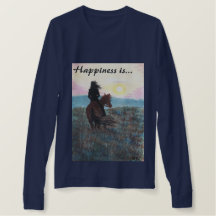 Girl and Horse "Happiness is" Ladies T-Shirt
