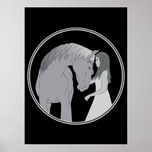 Girl and Horse Horseriding Equestrian Poster