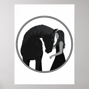 Girl and Horse Horseriding Equestrian Poster