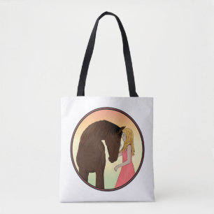 Girl and Horse Horseriding Equestrian Sunset Tote Bag