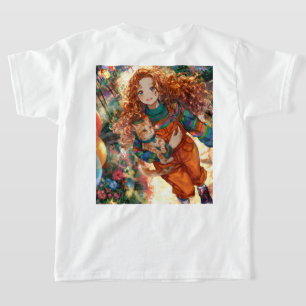 Girl and kittens on joyful walk T-Shirt