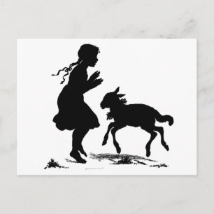 Girl and lamb postcard