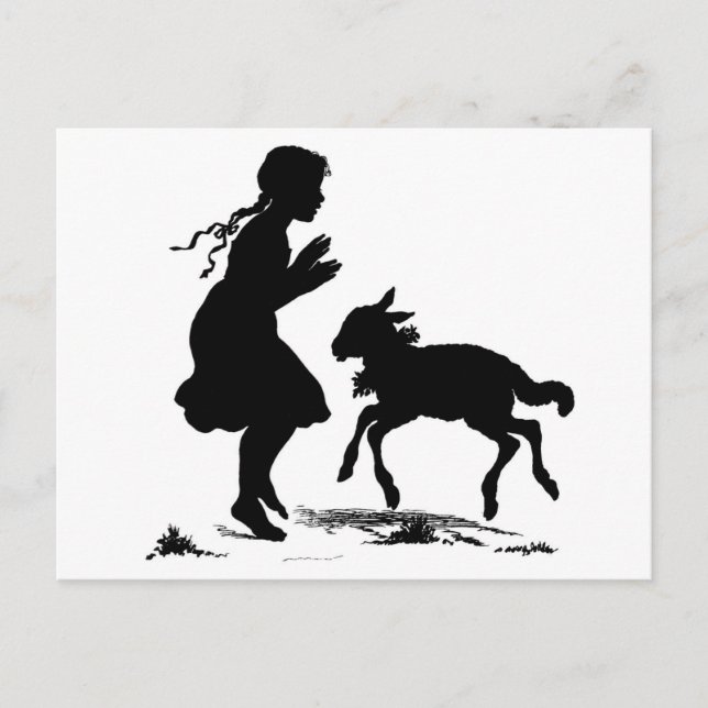Girl and lamb postcard (Front)