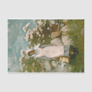 Girl and Laurel by Winslow Homer Tissue Paper