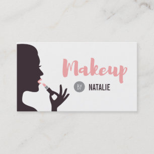 Girl and Lipstick Makeup Artist Business Cards
