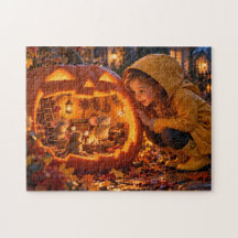 Girl and Mice in a Magical Pumpkin