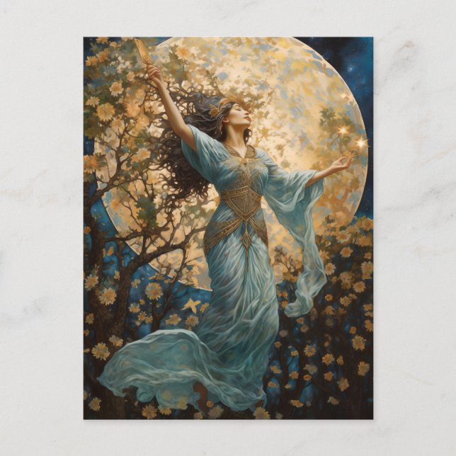 Girl And Moon Fantasy Art Postcard (Front)