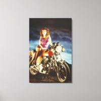Girl And Motorcycle Canvas