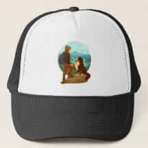Girl and Mountain Dog Adventure Illustration