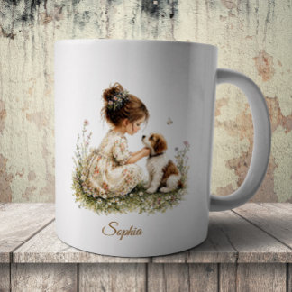 Girl and Puppy Coffee Mug